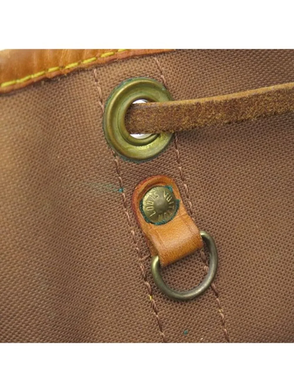 Louis Vuitton Shoulder Bag Petit Noe Monogram Canvas Gold Brown Drawstring